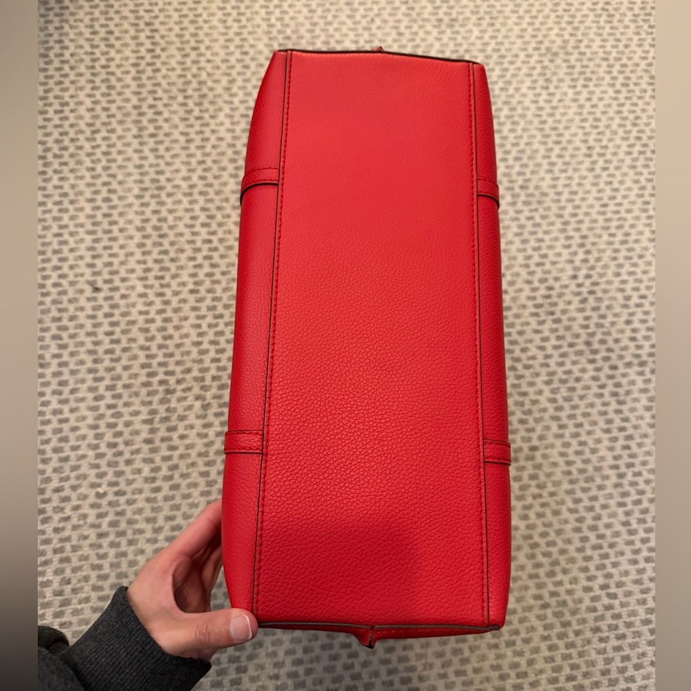 Tory Burch Red Leather Tote with Tan Accents - Picture 7 of 12